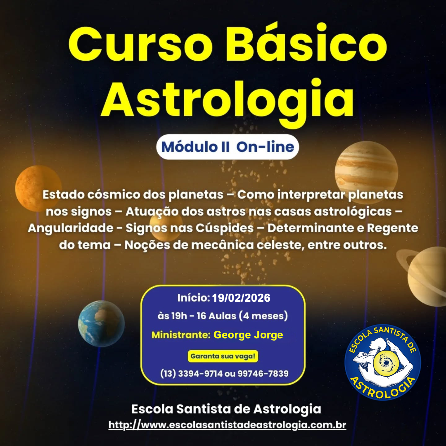 Curso Básico de Astrologia - Módulo II - 19/02/2026 às 19h00